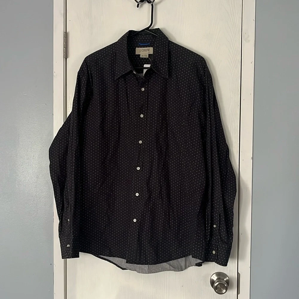 J. Crew Brown Casual Polka Button Down Shirt (Size L)